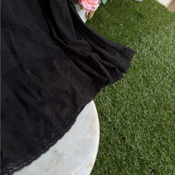 ULLA JOHNSONNew York Freya Black Midi Dress in black eyelet with lace size 0